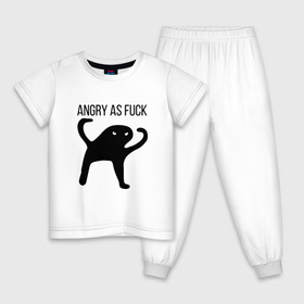 Детская пижама хлопок с принтом Angry as Fuck , 100% хлопок |  брюки и футболка прямого кроя, без карманов, на брюках мягкая резинка на поясе и по низу штанин
 | angry | cat | meme | truxkot19 | кот | мем | ъуъ