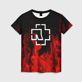 Женская футболка 3D с принтом RAMMSTEIN , 100% полиэфир ( синтетическое хлопкоподобное полотно) | прямой крой, круглый вырез горловины, длина до линии бедер | fire | metallica | music | rammstein | rock | металл | металлика | музыка | огонь | пламя | раммштайн | рок | рок группа