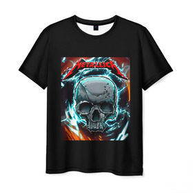Мужская футболка 3D с принтом Metallica , 100% полиэфир | прямой крой, круглый вырез горловины, длина до линии бедер | Тематика изображения на принте: metallica | rock | арт | гитара | кости | металл | металлика | музыка | рок | череп