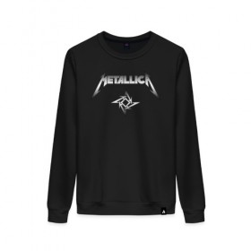 Женский свитшот хлопок с принтом METALLICA (НА СПИНЕ) , 100% хлопок | прямой крой, круглый вырез, на манжетах и по низу широкая трикотажная резинка  | matters metallica | music | nothing else | rock | trash metal | группа | музыка | музыканты | рок | трэш металл