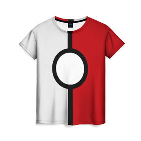 Женская футболка 3D с принтом Pokeball (Pokemon) , 100% полиэфир ( синтетическое хлопкоподобное полотно) | прямой крой, круглый вырез горловины, длина до линии бедер | anime | pokeball | pokemon | аниме. | белый | красный | покебол | покемон | чёрный
