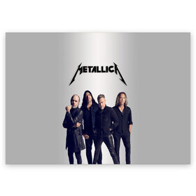 Поздравительная открытка с принтом Metallica , 100% бумага | плотность бумаги 280 г/м2, матовая, на обратной стороне линовка и место для марки
 | Тематика изображения на принте: hard rock | heavy metal | metal | metallica | rock | trash metal | группа | металика | металлика | рок | трэш | хардрок