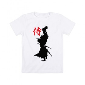 Детская футболка хлопок с принтом Самурай , 100% хлопок | круглый вырез горловины, полуприлегающий силуэт, длина до линии бедер | воин | восточные | дух | единоборства | иероглиф | катана | о.м.с.к. | самурай | самурайский | сегун | япония