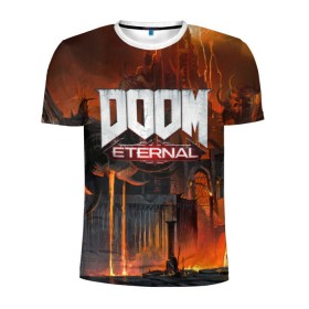 Мужская футболка 3D спортивная с принтом DOOM Eternal , 100% полиэстер с улучшенными характеристиками | приталенный силуэт, круглая горловина, широкие плечи, сужается к линии бедра | bethesda | dead | death | doom | doom eternal | game | games | metal | monster | ps4 | space | steam | xbox | дум | игра | космос | метал | меч | экшн