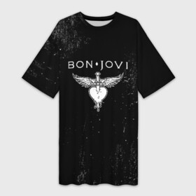 Платье-футболка 3D с принтом Bon Jovi ,  |  | bon jovi | john | альбом | арена | бон | бон джови | глэм | группа | джови | джон | метал | музыка | надпись | песни | поп | попрок | рок | рокер | смайл | солист | софт | стена | хард | хеви | хевиметал