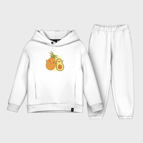 Детский костюм хлопок Oversize с принтом Ананас и Авокадо ,  |  | summer | еда | летние | лето | фрукты