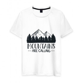 Мужская футболка хлопок с принтом Mountains , 100% хлопок | прямой крой, круглый вырез горловины, длина до линии бедер, слегка спущенное плечо. | adventure | travel | горы | кемпинг | отдых | приключения | природа | путешествие | туризм | турист | турслёт
