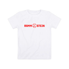 Детская футболка хлопок с принтом RAMMSTEIN (НА СПИНЕ) , 100% хлопок | круглый вырез горловины, полуприлегающий силуэт, длина до линии бедер | Тематика изображения на принте: music | rammstein | rock | группа | музыка | музыканты | рамштайн | рок