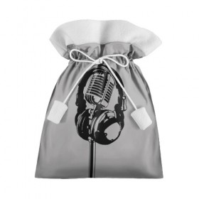 Подарочный 3D мешок с принтом Микрофон , 100% полиэстер | Размер: 29*39 см | black | gray | headphones | microphone | music | music lover | sound | звук | меломан | микрофон | музыка | наушники | серый | черный