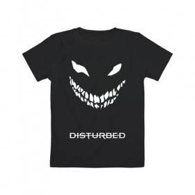 Детская футболка хлопок с принтом DISTURBED FACE , 100% хлопок | круглый вырез горловины, полуприлегающий силуэт, длина до линии бедер | disturbed | music | rock | группа | музыка | музыканты | рок