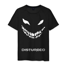 Мужская футболка хлопок с принтом DISTURBED FACE , 100% хлопок | прямой крой, круглый вырез горловины, длина до линии бедер, слегка спущенное плечо. | disturbed | music | rock | группа | музыка | музыканты | рок