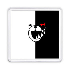 Магнит 55*55 с принтом MONOKUMA , Пластик | Размер: 65*65 мм; Размер печати: 55*55 мм | Тематика изображения на принте: anime | bear | black  white | danganronpa | kurokuma | monodam | monokuma | monomi | monotaro | pink | rabbit | school | shirokuma | аниме | главарь | мoноми | монокума | черно белый | школа