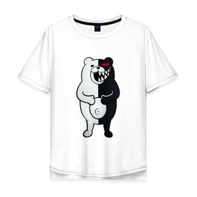 Футболка хлопок Оверсайз с принтом MONOKUMA , 100% хлопок | свободный крой, круглый ворот, “спинка” длиннее передней части | anime | bear | black  white | danganronpa | kurokuma | monodam | monokuma | monomi | monotaro | pink | rabbit | school | shirokuma | аниме | главарь | мoноми | монокума | черно белый | школа