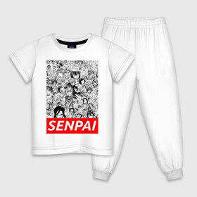 Детская пижама хлопок с принтом SENPAI , 100% хлопок |  брюки и футболка прямого кроя, без карманов, на брюках мягкая резинка на поясе и по низу штанин
 | Тематика изображения на принте: ahegao | anime | kawai | kowai | oppai | otaku | senpai | sugoi | waifu | yandere | аниме | ахегао | ковай | культура | отаку | сенпай | тренд | яндере