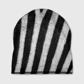 Шапка 3D с принтом Zebra Skin , 100% полиэстер | универсальный размер, печать по всей поверхности изделия | animal | black | black white | pattern. | skin | streaks | texture | white | zebra | белый | животное | животные | зебра | полосы | текстура | узор | чёрно белые | чёрный