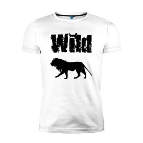 Мужская футболка премиум с принтом wild lion , 92% хлопок, 8% лайкра | приталенный силуэт, круглый вырез ворота, длина до линии бедра, короткий рукав | wild lion | дикий лев