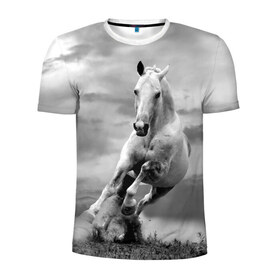 Мужская футболка 3D спортивная с принтом Белая лошадь , 100% полиэстер с улучшенными характеристиками | приталенный силуэт, круглая горловина, широкие плечи, сужается к линии бедра | animal | beautiful | gloss | horse | mane | mustang | muzzle | nature | white | wild | белый | грива | дикий | животное | конь | красивый | лоск | лошадь | мустанг | природа | скакун
