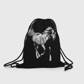Рюкзак-мешок 3D с принтом Конь вороной , 100% полиэстер | плотность ткани — 200 г/м2, размер — 35 х 45 см; лямки — толстые шнурки, застежка на шнуровке, без карманов и подкладки | 