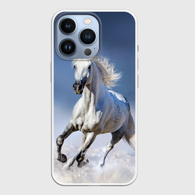 Чехол для iPhone 13 Pro с принтом Белая лошадь ,  |  | Тематика изображения на принте: animal | beautiful | gloss | horse | mane | mustang | muzzle | nature | snow | white | wild | winter | белый | грива | дикий | животное | зима | конь | красивый | лоск | лошадь | мустанг | природа | скакун | снег