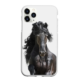 Чехол для iPhone 11 Pro матовый с принтом Лошадь , Силикон |  | animal | beautiful | black | horse | mane | mustang | muzzle | wild | грива | дикий | животное | конь | красивый | лошадь | мустанг | скакун | черный