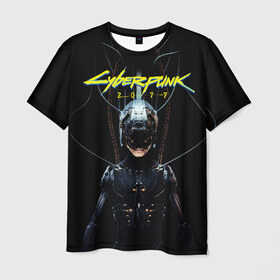 Мужская футболка 3D с принтом Cyberpunk 2077 , 100% полиэфир | прямой крой, круглый вырез горловины, длина до линии бедер | cyberpunk | cyberpunk 2077 | samurai | игры | киану ривз | киберпанк | самурай
