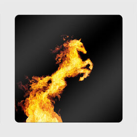 Магнит виниловый Квадрат с принтом Огненный конь , полимерный материал с магнитным слоем | размер 9*9 см, закругленные углы | animal | beautiful | black | fiery | fire | horse | mane | wild | грива | дикий | животное | конь | красивый | лошадь | огненный | огонь | скакун | черный