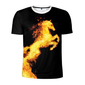 Мужская футболка 3D спортивная с принтом Огненный конь , 100% полиэстер с улучшенными характеристиками | приталенный силуэт, круглая горловина, широкие плечи, сужается к линии бедра | animal | beautiful | black | fiery | fire | horse | mane | wild | грива | дикий | животное | конь | красивый | лошадь | огненный | огонь | скакун | черный