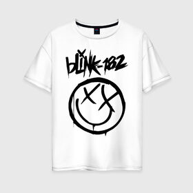 Женская футболка хлопок Oversize с принтом BLINK-182 , 100% хлопок | свободный крой, круглый ворот, спущенный рукав, длина до линии бедер
 | blink | music | rock | блинк | группа | музыка | музыканты | рок