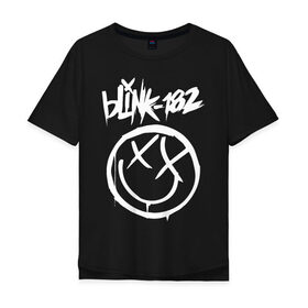 Мужская футболка хлопок Oversize с принтом BLINK-182 , 100% хлопок | свободный крой, круглый ворот, “спинка” длиннее передней части | blink | music | rock | блинк | группа | музыка | музыканты | рок