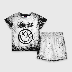 Детский костюм с шортами 3D с принтом BLINK 182 ,  |  | blink | music | rock | блинк | группа | музыка | музыканты | рок
