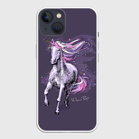 Чехол для iPhone 13 с принтом Dream Big ,  |  | animal | drawing | dream | fairytale | horn | magic | mane | purple | slogan | text | unicorn | волшебство | грива | единорог | животное | магия | мечта | рисунок | рог | сказочный | слоган | текст | фиолетовый