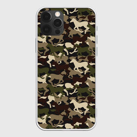 Чехол для iPhone 12 Pro Max с принтом Камуфляж , Силикон |  | Тематика изображения на принте: animal | camouflage | cool | herd | horse | khaki | military | военный | животное | камуфляж | конь | лошадь | прикольный | скакун | табун | хаки