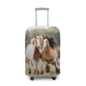 Чехол для чемодана 3D с принтом Лошади , 86% полиэфир, 14% спандекс | двустороннее нанесение принта, прорези для ручек и колес | animal | free | horse | mane | nature | pair | polish | wild | грива | дикий | животное | конь | лоск | лошадь | пара | природа | свободный | скакун