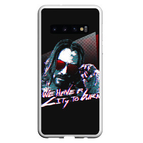 Чехол для Samsung Galaxy S10 с принтом Cyberpunk 2077 , Силикон | Область печати: задняя сторона чехла, без боковых панелей | Тематика изображения на принте: 2077 | cd | city | cyberpunk | e3 | keanu | netrunner | night | projekt | red | reeves | solo | techie | v | ви | киану ривз | киберпанк | найт | нетраннер | сити | соло | технарь