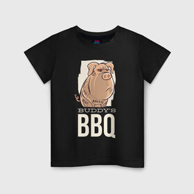Детская футболка хлопок с принтом Злая Свинка , 100% хлопок | круглый вырез горловины, полуприлегающий силуэт, длина до линии бедер | bbq | барбекю | еда | мясо | свинина | свиньи | свинья | шашлык