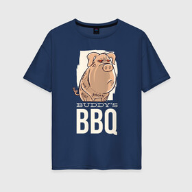 Женская футболка хлопок Oversize с принтом Злая Свинка , 100% хлопок | свободный крой, круглый ворот, спущенный рукав, длина до линии бедер
 | bbq | барбекю | еда | мясо | свинина | свиньи | свинья | шашлык