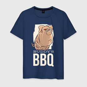Мужская футболка хлопок с принтом Злая Свинка , 100% хлопок | прямой крой, круглый вырез горловины, длина до линии бедер, слегка спущенное плечо. | bbq | барбекю | еда | мясо | свинина | свиньи | свинья | шашлык