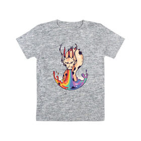 Детская футболка хлопок с принтом Радужный Дракон , 100% хлопок | круглый вырез горловины, полуприлегающий силуэт, длина до линии бедер | 