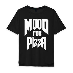 Мужская футболка хлопок Oversize с принтом Пицца Дум , 100% хлопок | свободный крой, круглый ворот, “спинка” длиннее передней части | cacodemon | doom | eternal | pizza | вечность | вечный | дум | итёрнал | какодемон | пицца | этернал