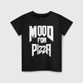 Детская футболка хлопок с принтом Пицца Дум , 100% хлопок | круглый вырез горловины, полуприлегающий силуэт, длина до линии бедер | Тематика изображения на принте: cacodemon | doom | eternal | pizza | вечность | вечный | дум | итёрнал | какодемон | пицца | этернал