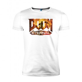 Мужская футболка премиум с принтом Doom Classic , 92% хлопок, 8% лайкра | приталенный силуэт, круглый вырез ворота, длина до линии бедра, короткий рукав | cacodemon | doom | eternal | вечность | вечный | дум | итёрнал | какодемон | этернал