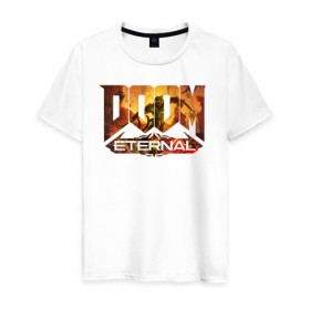 Мужская футболка хлопок с принтом Doom Classic , 100% хлопок | прямой крой, круглый вырез горловины, длина до линии бедер, слегка спущенное плечо. | cacodemon | doom | eternal | вечность | вечный | дум | итёрнал | какодемон | этернал
