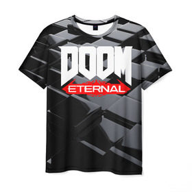Мужская футболка 3D с принтом Doom Blocks , 100% полиэфир | прямой крой, круглый вырез горловины, длина до линии бедер | cacodemon | doom | eternal | вечность | вечный | дум | итёрнал | какодемон | этернал