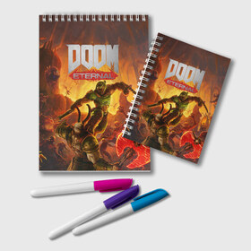 Блокнот с принтом Doom , 100% бумага | 48 листов, плотность листов — 60 г/м2, плотность картонной обложки — 250 г/м2. Листы скреплены удобной пружинной спиралью. Цвет линий — светло-серый
 | Тематика изображения на принте: cacodemon | doom | eternal | вечность | вечный | дум | итёрнал | какодемон | этернал