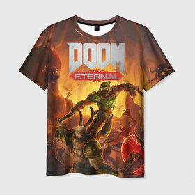 Мужская футболка 3D с принтом Doom , 100% полиэфир | прямой крой, круглый вырез горловины, длина до линии бедер | cacodemon | doom | eternal | вечность | вечный | дум | итёрнал | какодемон | этернал