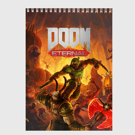 Скетчбук с принтом Doom , 100% бумага
 | 48 листов, плотность листов — 100 г/м2, плотность картонной обложки — 250 г/м2. Листы скреплены сверху удобной пружинной спиралью | cacodemon | doom | eternal | вечность | вечный | дум | итёрнал | какодемон | этернал