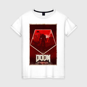 Женская футболка хлопок с принтом Doom , 100% хлопок | прямой крой, круглый вырез горловины, длина до линии бедер, слегка спущенное плечо | cacodemon | doom | eternal | вечность | вечный | дум | итёрнал | какодемон | этернал