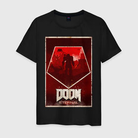 Мужская футболка хлопок с принтом Doom , 100% хлопок | прямой крой, круглый вырез горловины, длина до линии бедер, слегка спущенное плечо. | cacodemon | doom | eternal | вечность | вечный | дум | итёрнал | какодемон | этернал