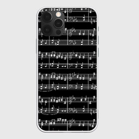 Чехол для iPhone 12 Pro Max с принтом Ноты , Силикон |  | black | melody | music | music lover | musician | notes | white | белый | классический | мелодия | меломан | музыка | музыкант | ноты | черный