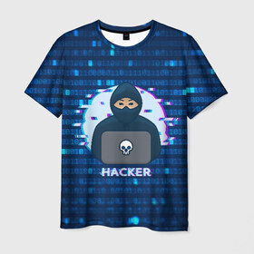 Мужская футболка 3D с принтом Хакер , 100% полиэфир | прямой крой, круглый вырез горловины, длина до линии бедер | hacker | hacknet | взлом | виртуальность | кибер | киберпанк | программист | хакер